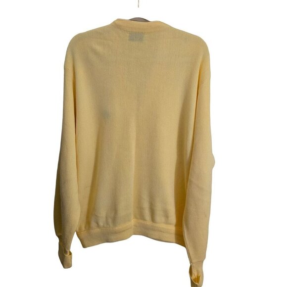 Vintage Izod 70s Yellow Grandpa Mr. Rodgers Unisex Cardigan Sweater Size XL - Picture 2 of 7